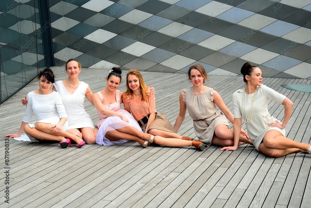 Beautiful girls celebrating spring in Vilnius city Beautiful girls celebrating spring in Vilnius city