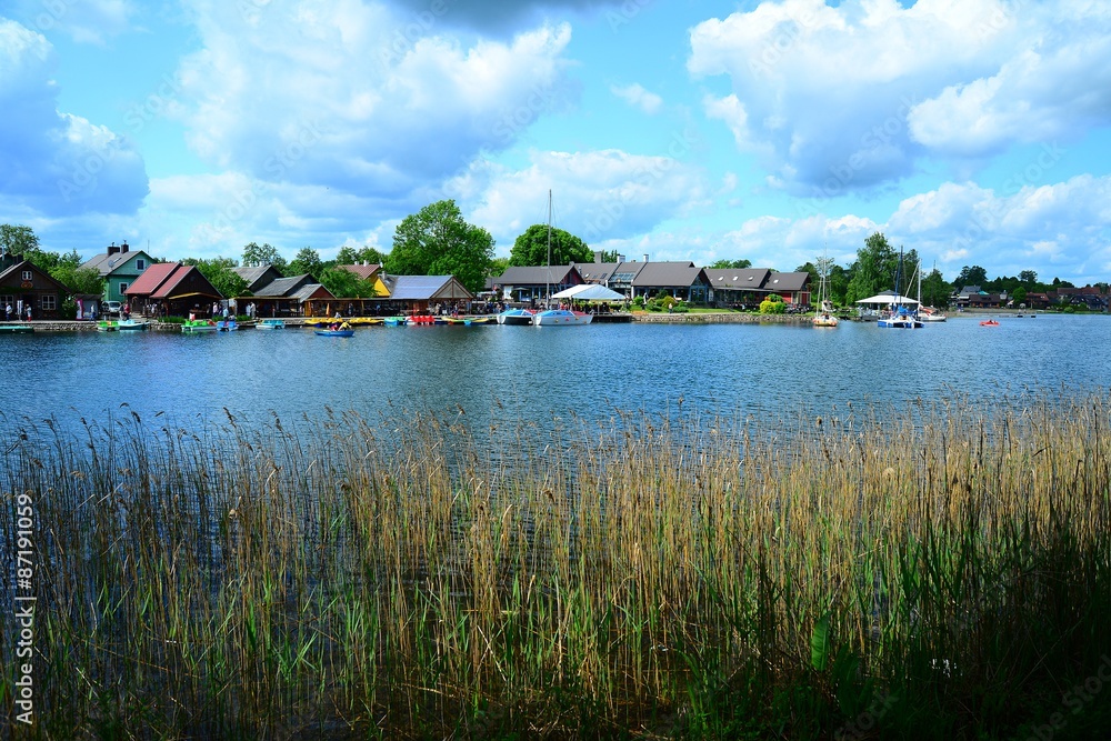 Fototapeta premium Galves lake,Trakai old city old houses view