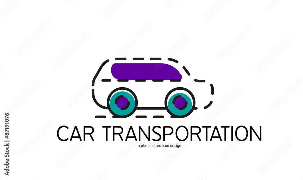 Color line icon for flat design. Car transportation