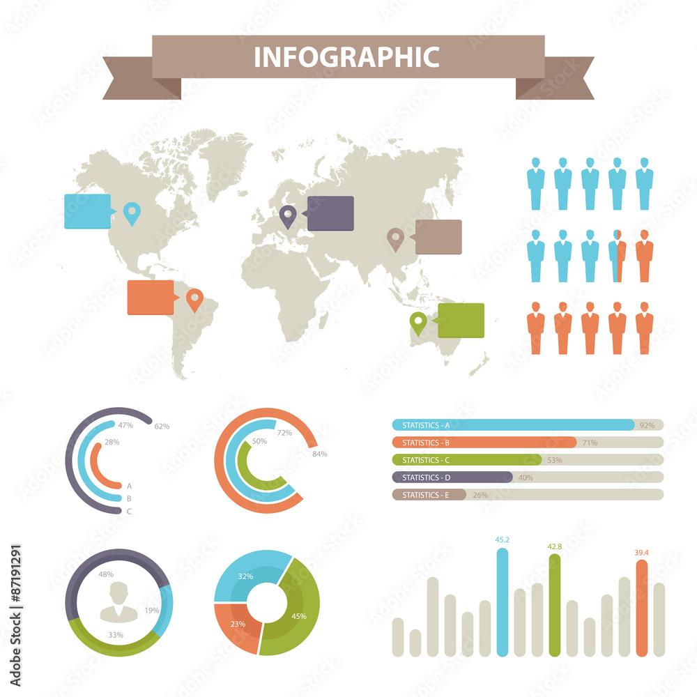 Obraz premium Info graphic Elements and Communication Concept. Vector Illustration.
