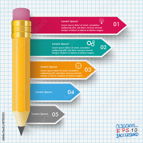 Pencil Arrows Infographic Checked Paper