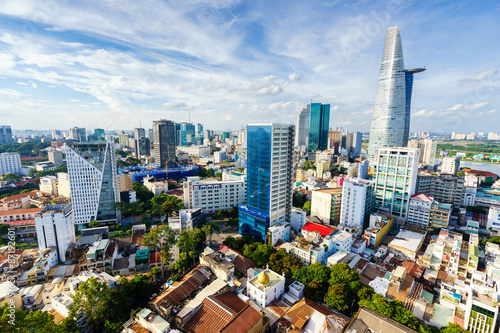 Wallpaper Mural SAIGON, VIETNAM - JUNE 18, 2015. Ho Chi Minh city (or Saigon) skyline with colorful house in sunset, Vietnam. Saigon is the largest city in Vietnam with population around 10 million people. Torontodigital.ca