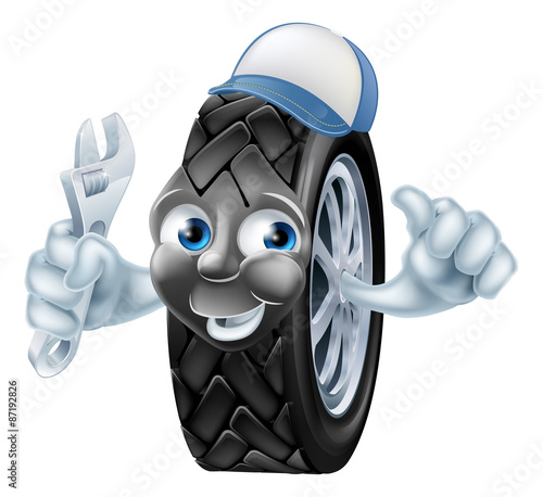 Tire mechanic cartoon character