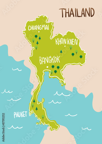 Thailand map drawing illustration vector