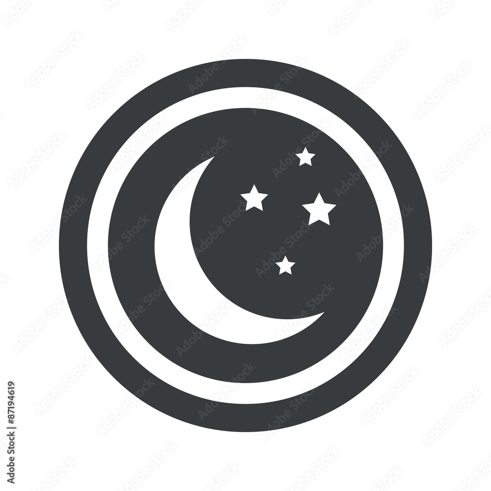 Round black night sign Round black night sign