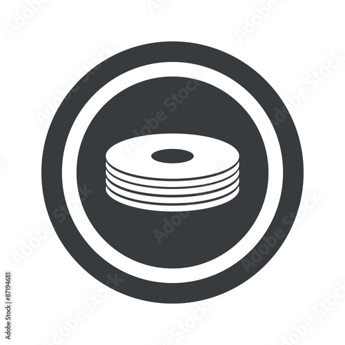 Round black disc pile sign