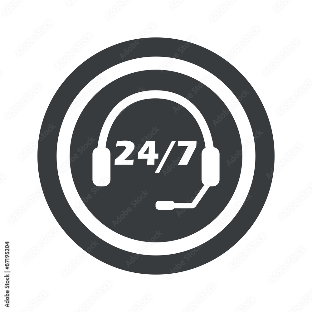 Round black support sign Round black support sign