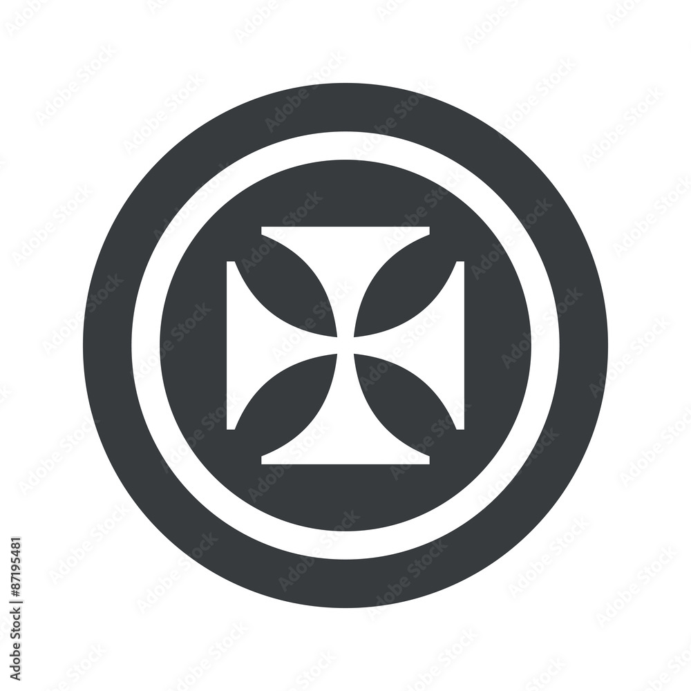 Round black maltese cross sign Round black maltese cross sign