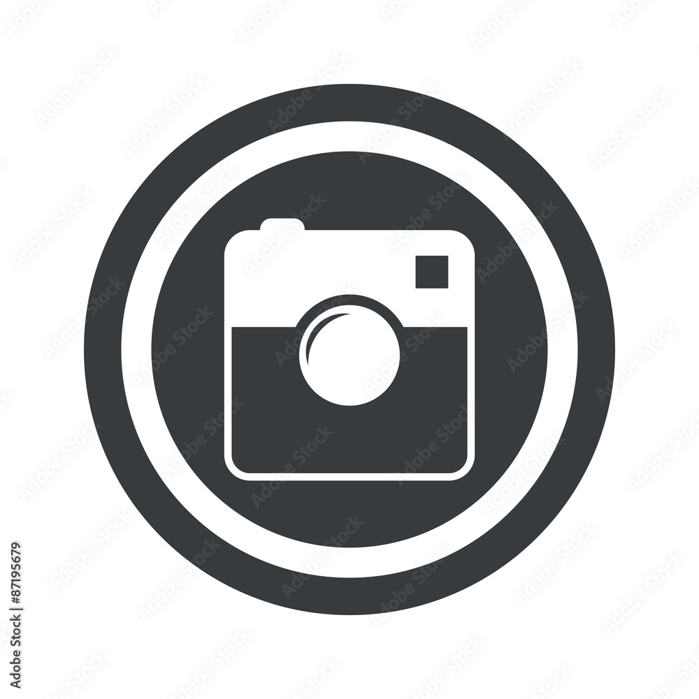 Round black square camera sign Round black square camera sign
