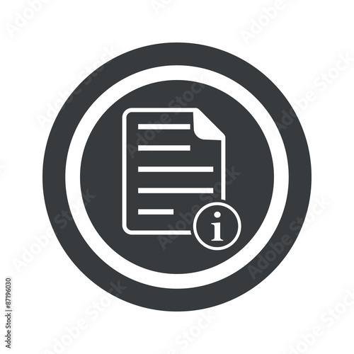 Round black information document sign