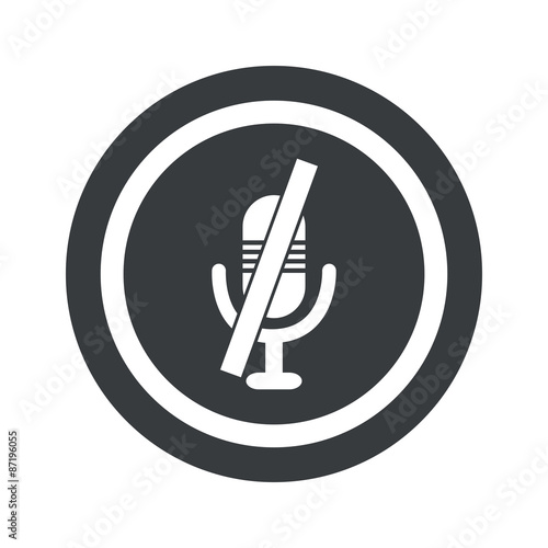 Round black muted microphone sign
