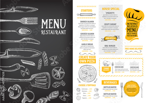 Restaurant cafe menu, template design. Food flyer.