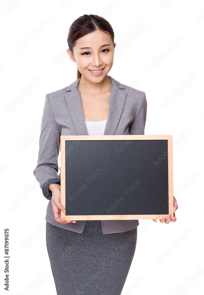 Asian businesswoman show with chalkboard