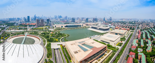 Cuadro en lienzo Panoramic skyline and modern buildings of tianjin