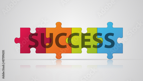 Puzzle with word success. Vector illustration
