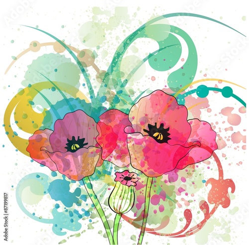 Fototapeta Naklejka Na Ścianę i Meble -  Colorful poppy background