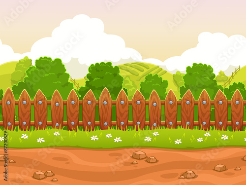 Seamless cartoon country landscape