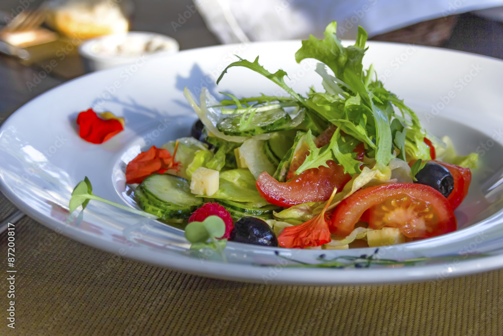 Vegetable salad in white plate Vegetable salad in white plate