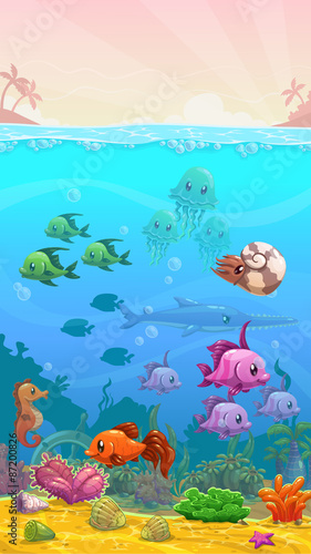 Underwater tropical illustration