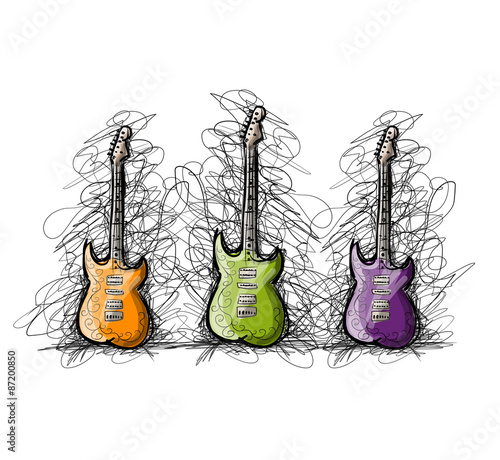 Set of guitars, sketch for your design #87200850