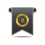 24 Hours Customer Support golden Vector Icon