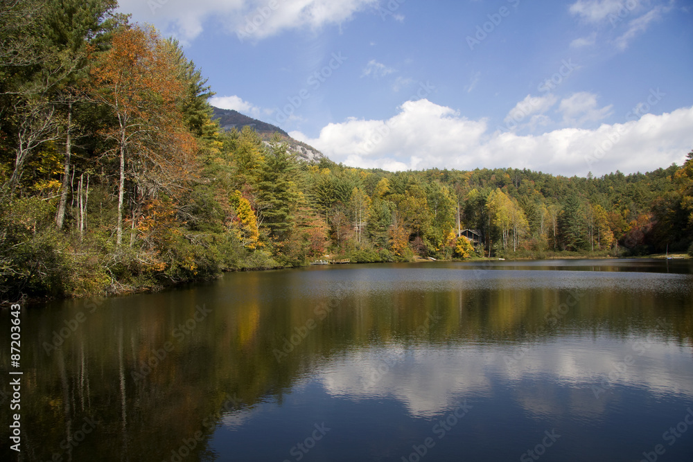 Whiteside Mountain and Fall Reflections in the Lake