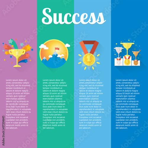 Sport winner concept set banners of gym, healthy food, metrics. Modern vector vertical icons and illustrations in flat style