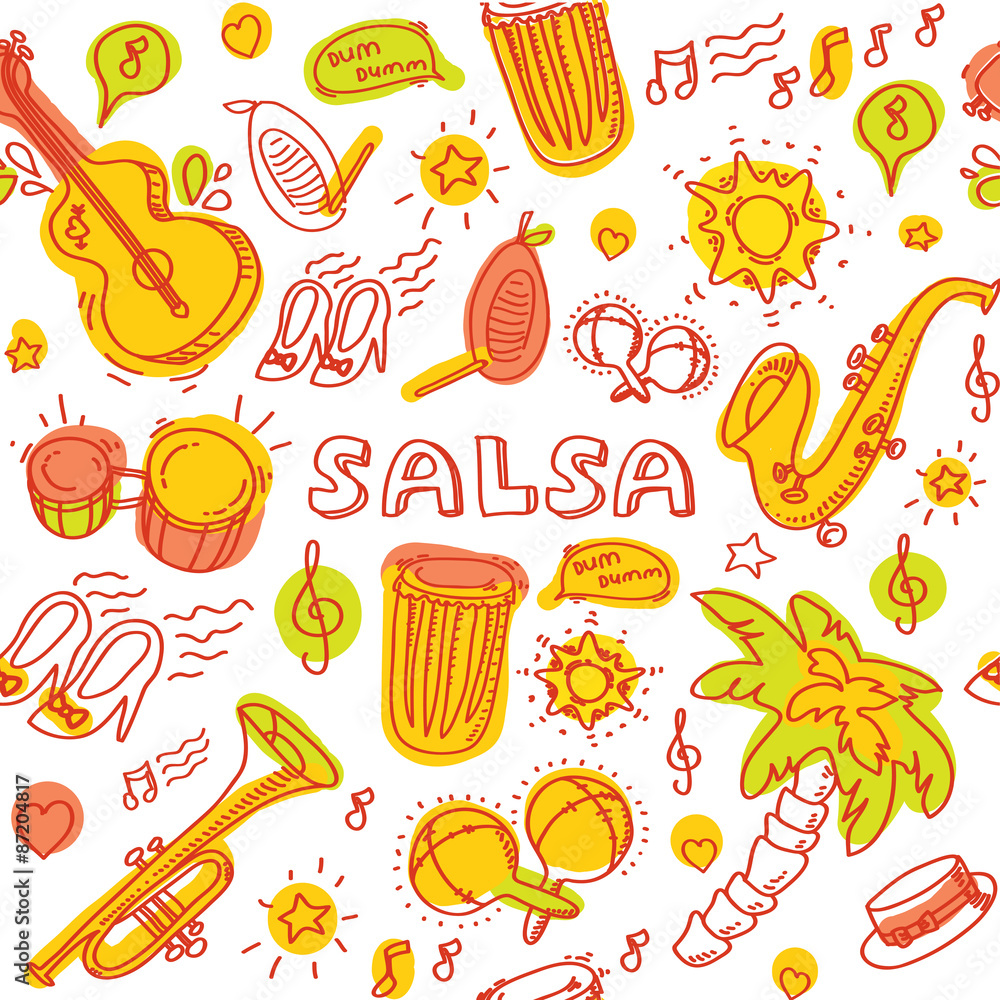 Salsa music icons. Instruments Salsa music icons. Instruments