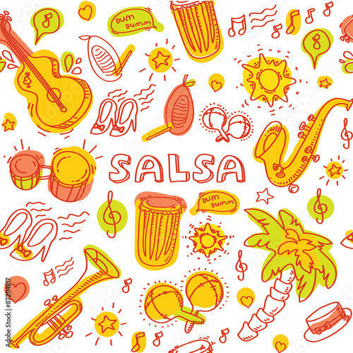 Salsa music icons. Instruments