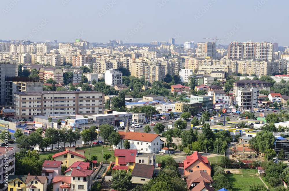 Panoramic view of Bucharest from above.