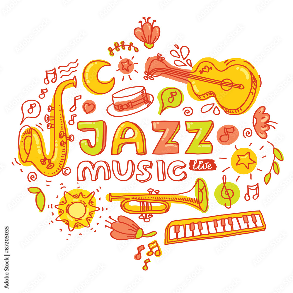 Set of musical colorful instruments Set of musical colorful instruments