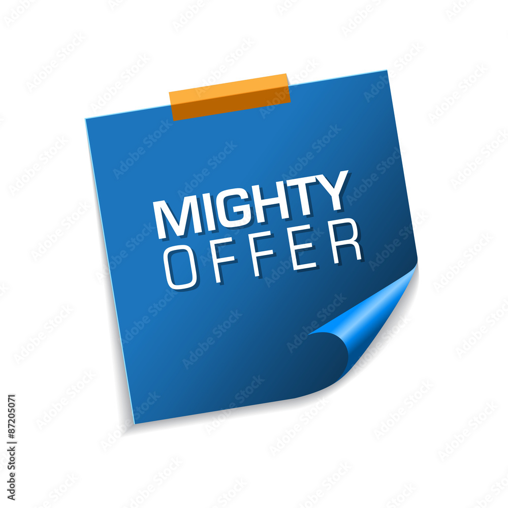 Mighty Offer Blue Sticky Notes Vector Icon Design Mighty Offer Blue Sticky Notes Vector Icon Design