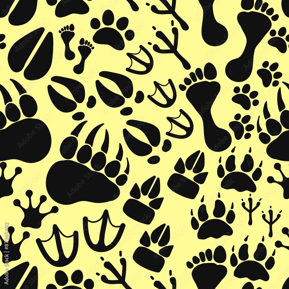 Fototapeta premium seamless pattern with footprints and bones