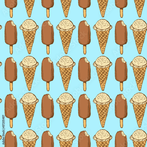 Sketch ice-cream on a stick in vintage style