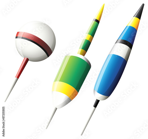 Assorted floaters on white