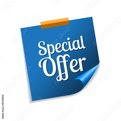 Special Offer Blue Sticky Notes Vector Icon Design
