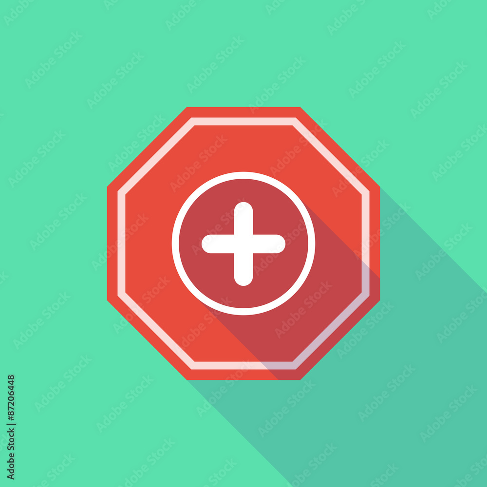 Obraz premium Long shadow stop signal with a sum sign