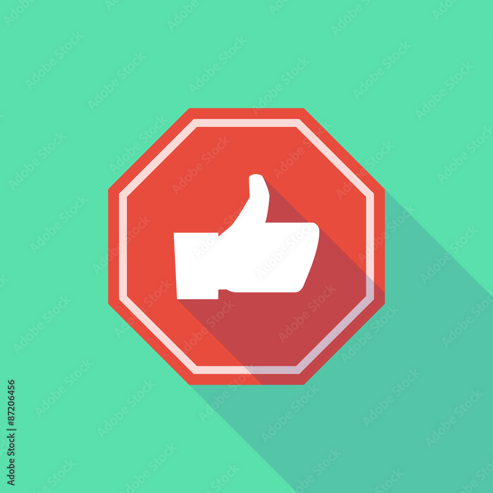Long shadow stop signal with a thumb up hand Long shadow stop signal with a thumb up hand