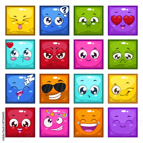 square characters with different emotions