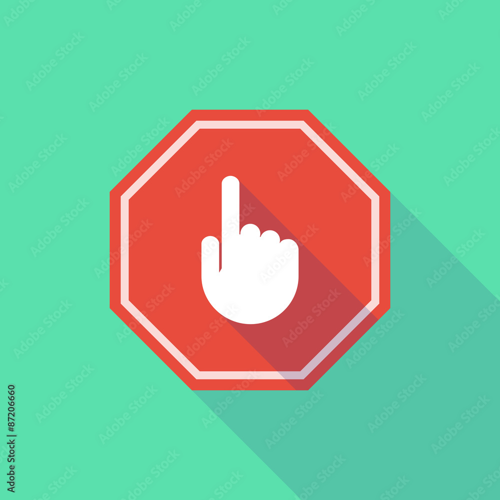 Long shadow stop signal with a pointing hand Long shadow stop signal with a pointing hand