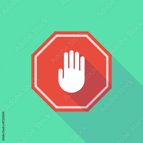 Long shadow stop signal with a hand