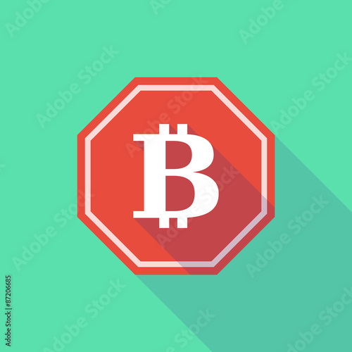 Long shadow stop signal with a bit coin sign