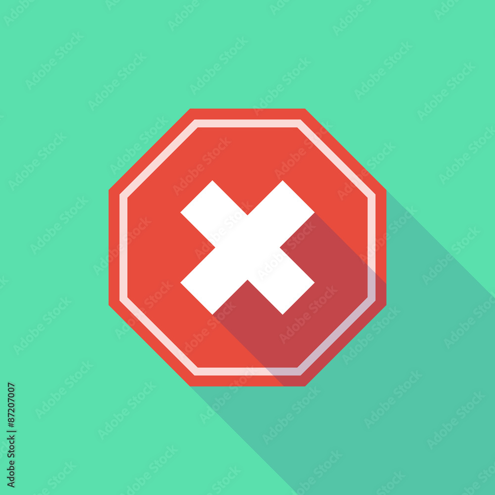 Obraz premium Long shadow stop signal with an x sign