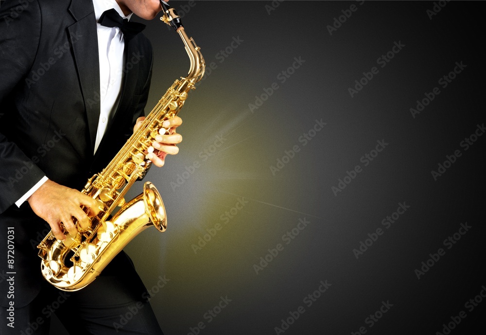 Naklejka premium Sax, melody, handsome.
