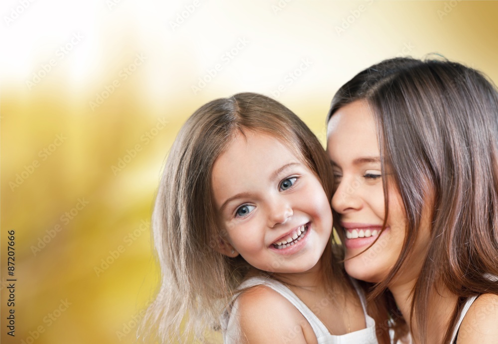 Fototapeta premium Mum, teeth, hugging.
