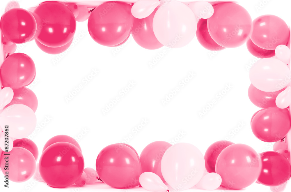 Colourful balloons isolated in shape of frame Colourful balloons isolated in shape of frame