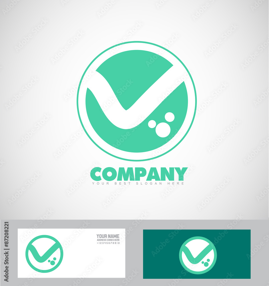 Flat letter V logo green abstract icon set Flat letter V logo green abstract icon set
