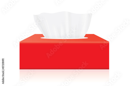 Red Tissue box blank label and no text for mock up packaging 