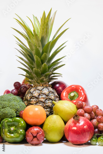 Group of Fresh fruits on white background