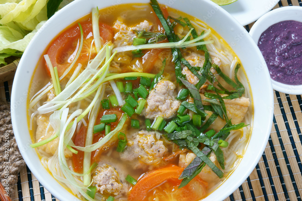 Vietnamese food, bun rieu, bunrieu,Vietnam eating Vietnamese food, bun rieu, bunrieu,Vietnam eating
